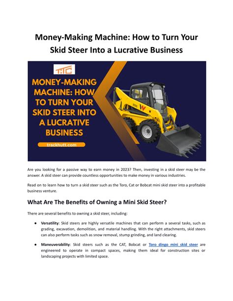 ways to make money with skid steer|newfoundr skid steer business.